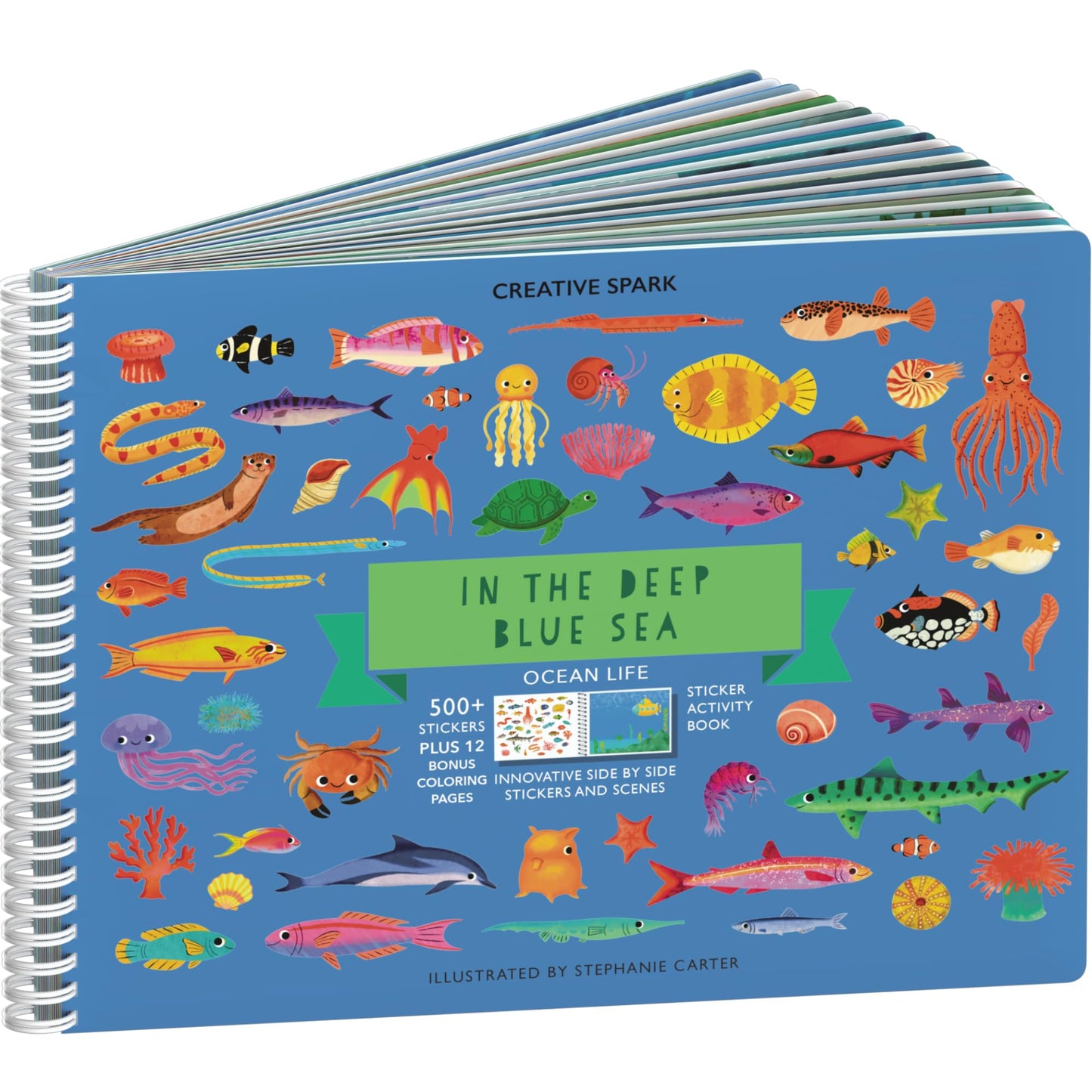 in The Deep Blue Sea Stickers + Coloring Book (500+ Ocean Animal Stickers for Kids & 12 Coloring Pages)- Side by Side Sticker Ac