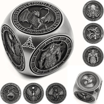 DND Spinner Dice, 7 in 1 Unique Metal Dice Set with 3D Relief for Dungeons and Dragons Gifts, Cool Polyhedral Role Playing Game