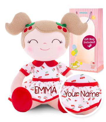 Gloveleya Personalized Doll With Your Name - Cute Red Cherry Color Custom Soft Plush Doll For Girls Plush Doll Customized Gifts - Muñecas De Trapo Personalizadas Para Niñas