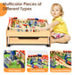 Honey Joy Train Table, Wooden Kids Activity Table With Storage Drawer, 100 Multicolor Pieces, Tracks, Trains, Cars, Toddler Trai