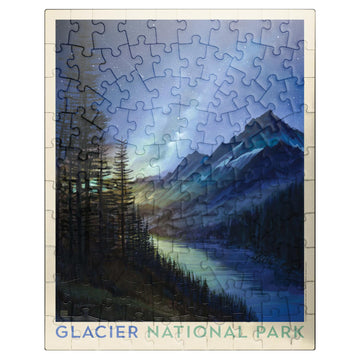 Mypuzzle Glacier National Park: Starlight, Vintage Poster - Premium 100 Piece Jigsaw Puzzle For Adults
