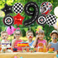 Race Car 9 Balloons, 40 Inch Racetrack Number 9 Balloon, Large Foil Mylar Racetrack Black 9 Balloon For 9 Year Old Birthday Race