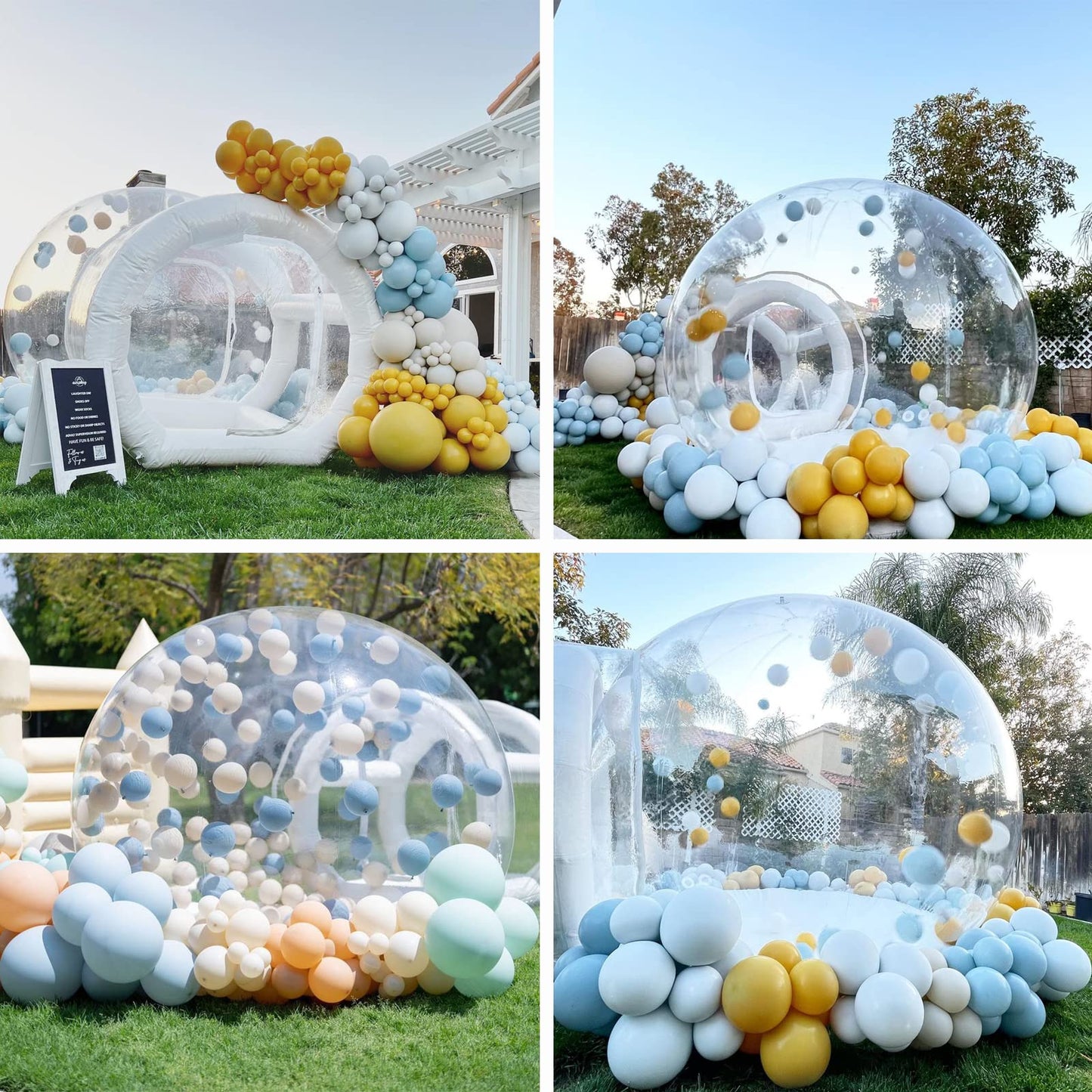 Inflatable Bubble House for Kids, 13Ft Clear Blow Up Balloon Dome with 6.5'L Tunnel, Outdoor Transparent Commercial Grade PVC Bu