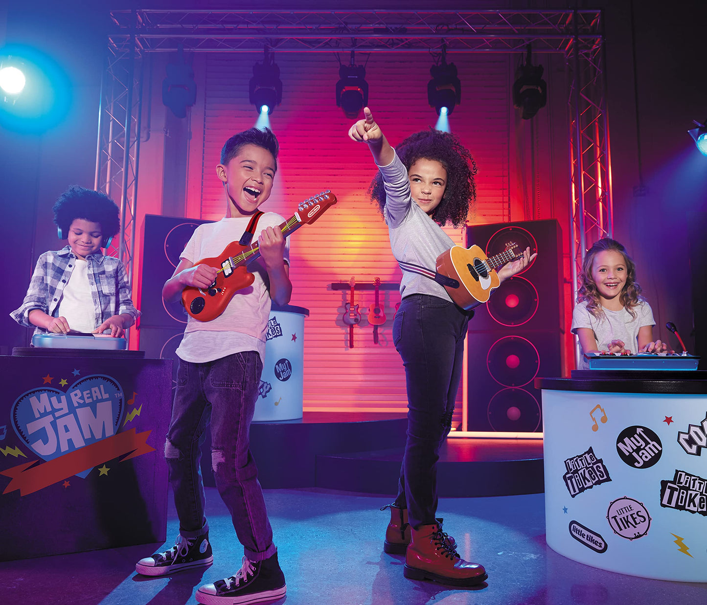 Little Tikes My Real Jam Acoustic Guitar with Strap, Musical Instrument with 4 Modes, Play Any Song with Bluetooth, Gift for Kid