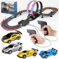 Slot Car Race Track Sets, 19Ft Electric Track With Led Lights And 4 Slot Cars, 2 Hand Controller And Racing Game Lap Counters, Race Track Set Features A Loop, Turns, And A Crossover For Boys Age 6-12