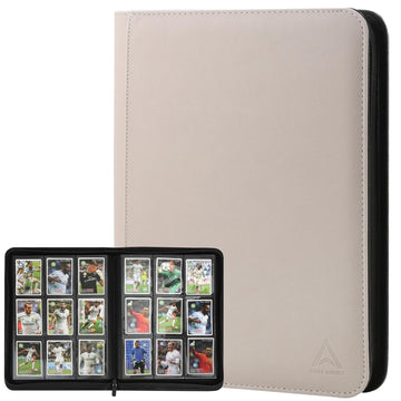 Arkeiliy Card Binder 9 Pocket  Double Sided Pockets Trading Card Binder with 30 Sleeves  enhanced Zip Trading Card Holder Collector Album Holds 540 MTG (white)