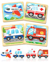 Benresive Wooden Toddler Puzzles, Montessori Toys For 1 2 3 Year Old Boys, Toys For 1 2 3 Year Old Boy Birthday Gifts, 4 Pack Ve