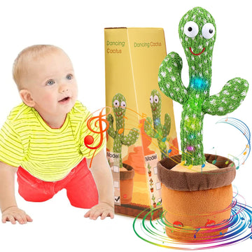 Emoin Dancing Cactus Baby Toys 6 To 12 Months, Talking Repeats What You Say Boy Toys, Mimicking Toy With Led English Sing 15 Sec
