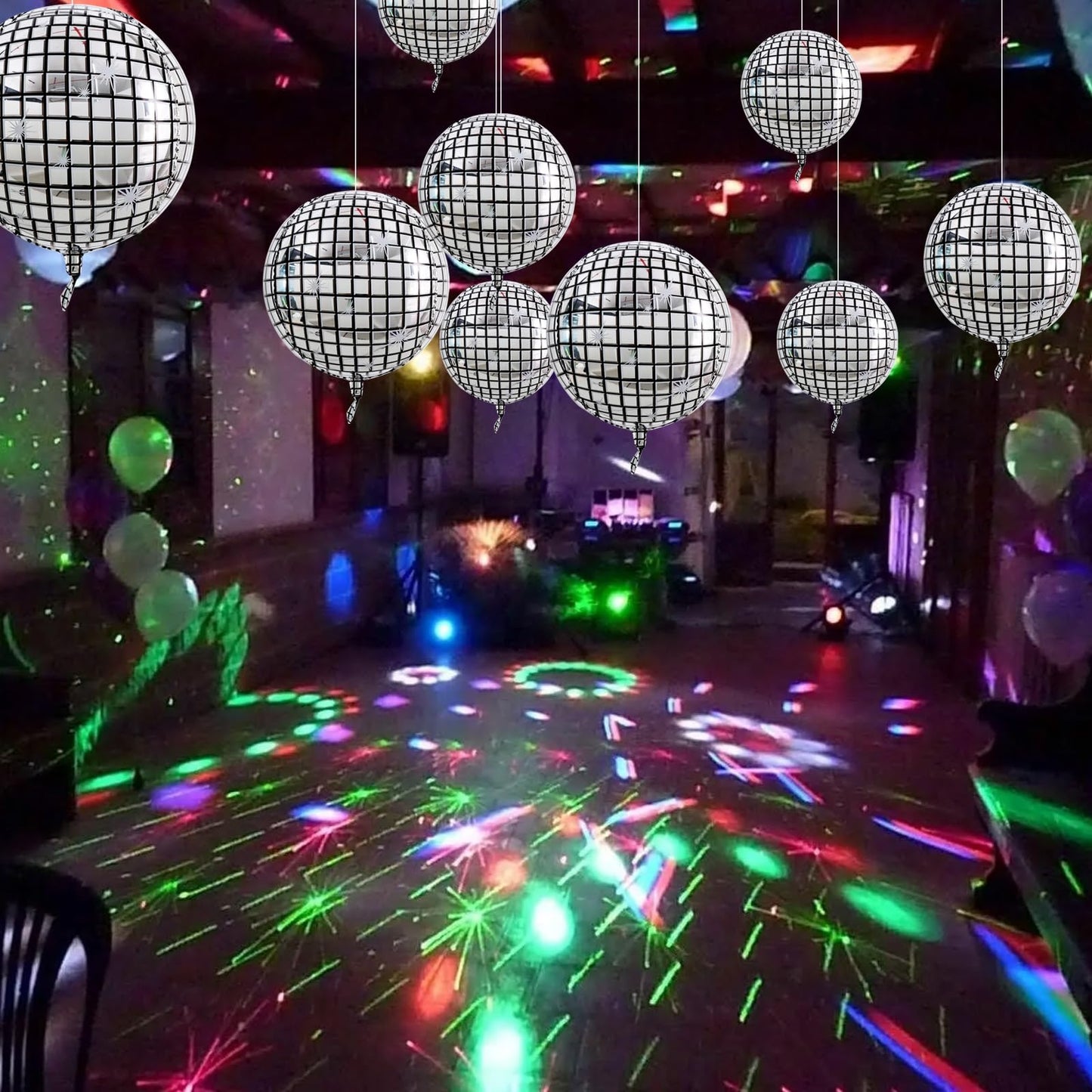 TONIFUL 16Pcs Large Disco 4D Giant Round Foil Balloon 4D Mirror Metallic Mylar Sephere Balloons for Christmas New Year Birthday