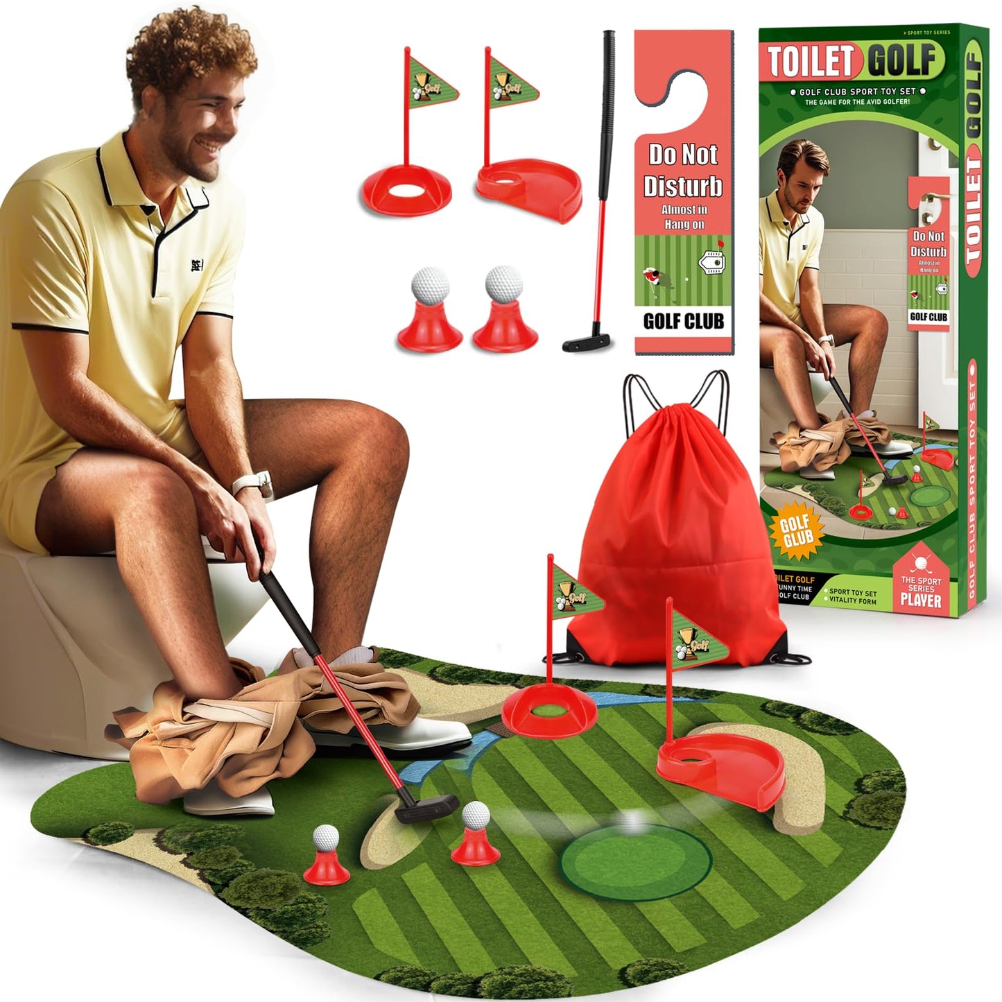 Kaelinda Toilet Golf Game - Funny Gifts For Men, Golf Gifts For Men, Funny White Elephant Gifts For Adults, Bathroom Golf Gag Gi