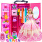 Zita Element 11.5 Inch Girl Doll Closet Wardrobe With Clothes And Accessories Set 101 Pcs Including Wardrobe Suitcase Clothes Dresses Swimsuits Shoes Hangers Necklace Bags And Other Stuff
