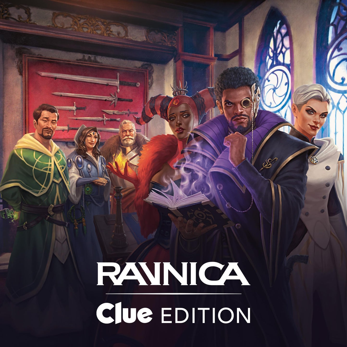 Magic: The Gathering Ravnica: Clue Edition - 3-4 Player Murder Mystery Card Game (Includes 8 Ready-to-Play Boosters  21 Evidence Cards  1 Foil Shock Land  and Detective Game Accessories)