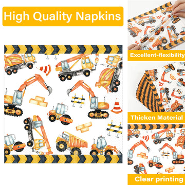 25 Guests Construction Birthday Party Plates Napkins Forks Supplies Set Dump Truck Party Disposable Tableware Paper Plates Dinne