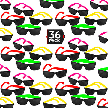 36 Pack 80s Style Neon Party Sunglasses - Fun Gift, Party Favors, Party Toys, Goody Bag Favors