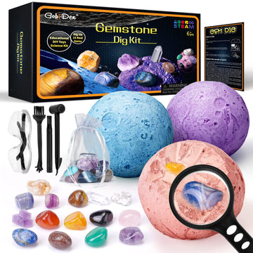 GobiDex Gemstones Dig Kit  Solar System Science Kit for Kids  Excavate 15 Real Gems  STEM Educational Space Toys t Collection Kit  Archaeology Geology Science Projects Gift for Boys&Girls Age 6+