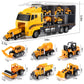 Temi Toddler Toys For 3 4 5 6 Years Old Boys, Die-Cast Construction Toys Car Carrier Vehicle Toy Set W/Play Mat, Kids Toys Truck Alloy Metal Car Toys Set For Age 3-9 Toddlers Kids Boys & Girls