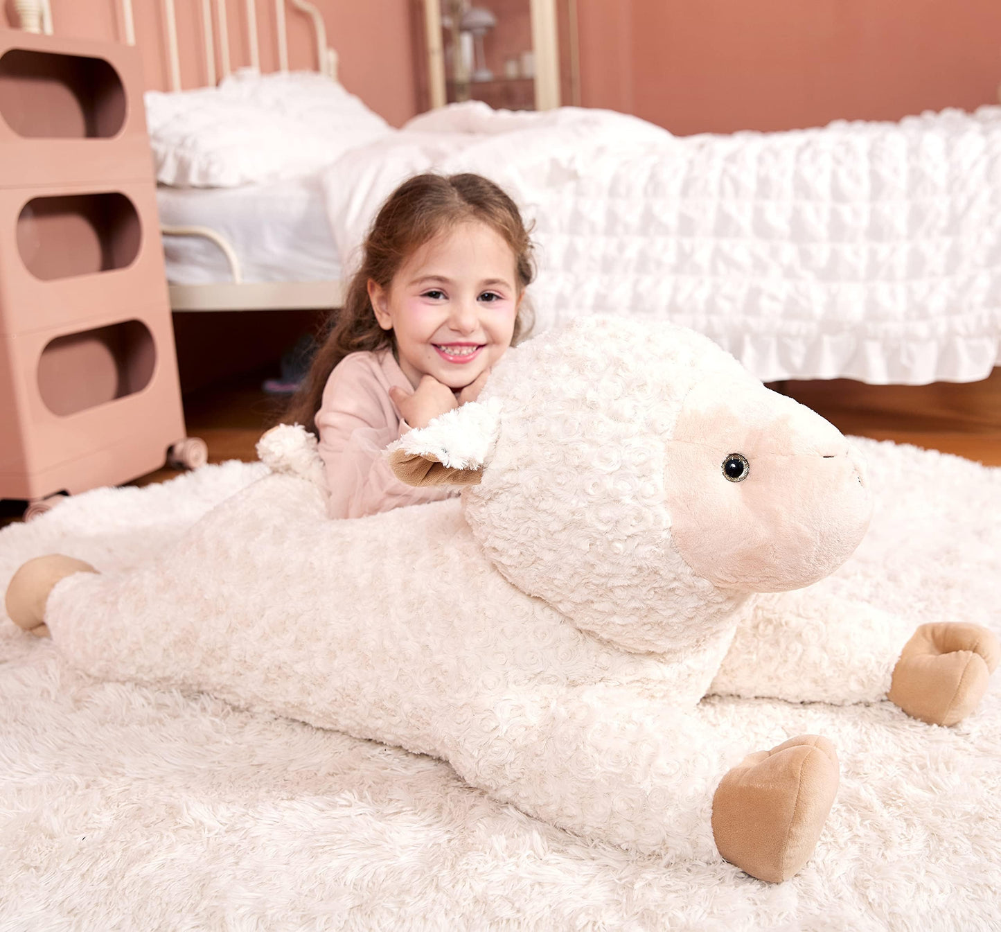 Ikasa Large Sheep Stuffed Animal Plush Toy,Giant Lamb Cute Jumbo Soft Toys,30' Huge Big Size Plushy Fat Oversized Plushie,Gifts For Kids (Sheep)