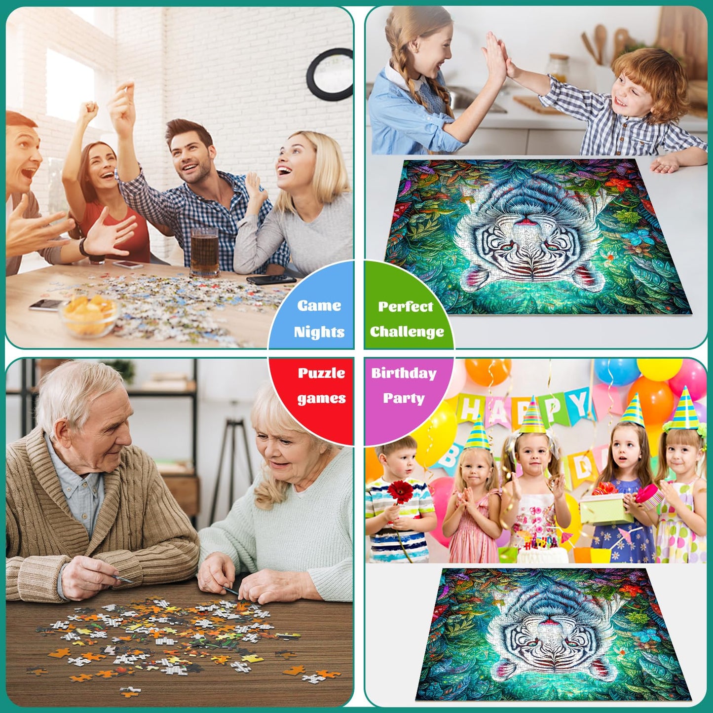 Tangmosaic Puzzle For Adults 1024 Pieces, Challenging Night Game With Tiger And Flowers, Impossible Jigsaw Interlock Perfectly N