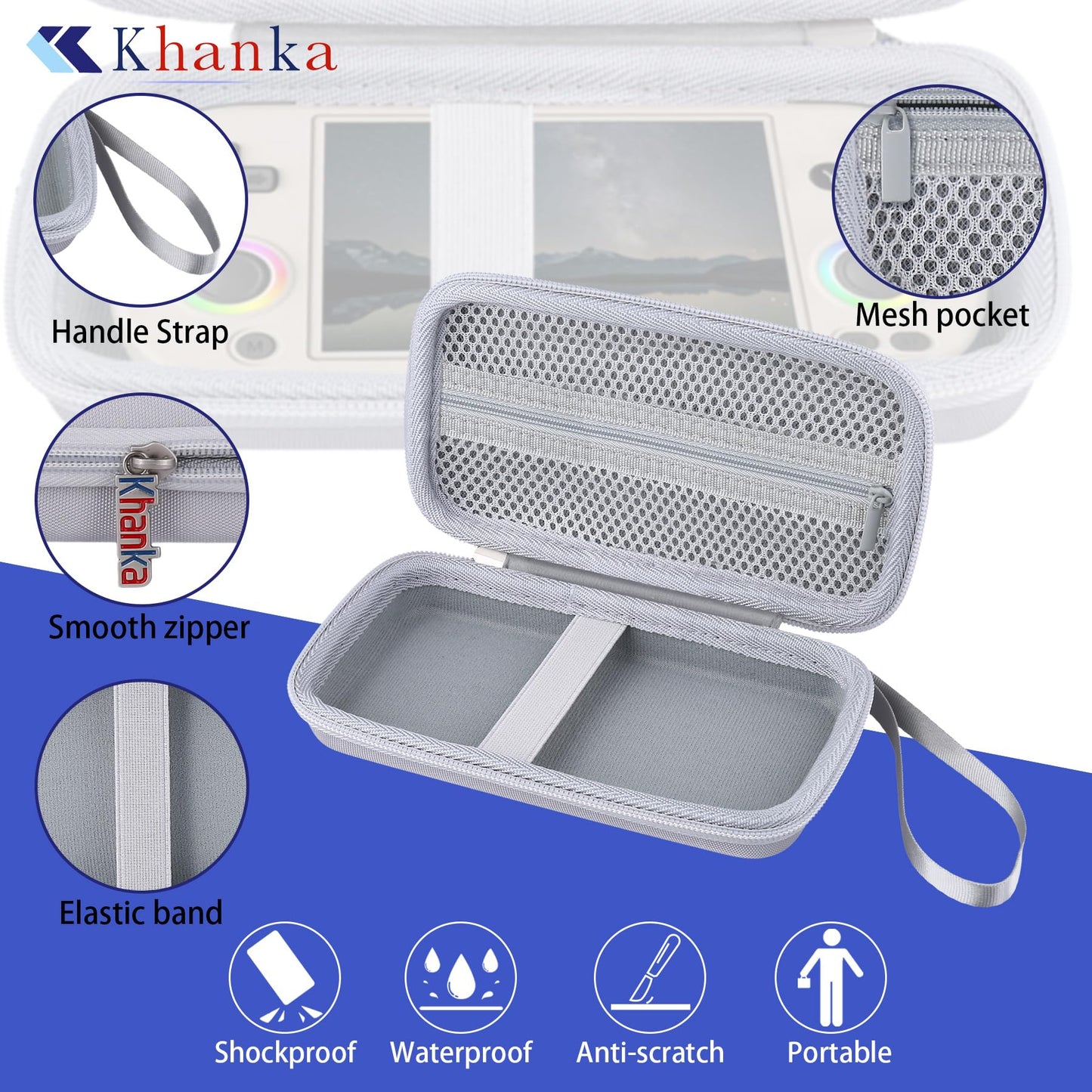 Khanka Hard Travel Case Replacement For Rg40Xx H Retro Handheld Game Console,Case Only. (White)