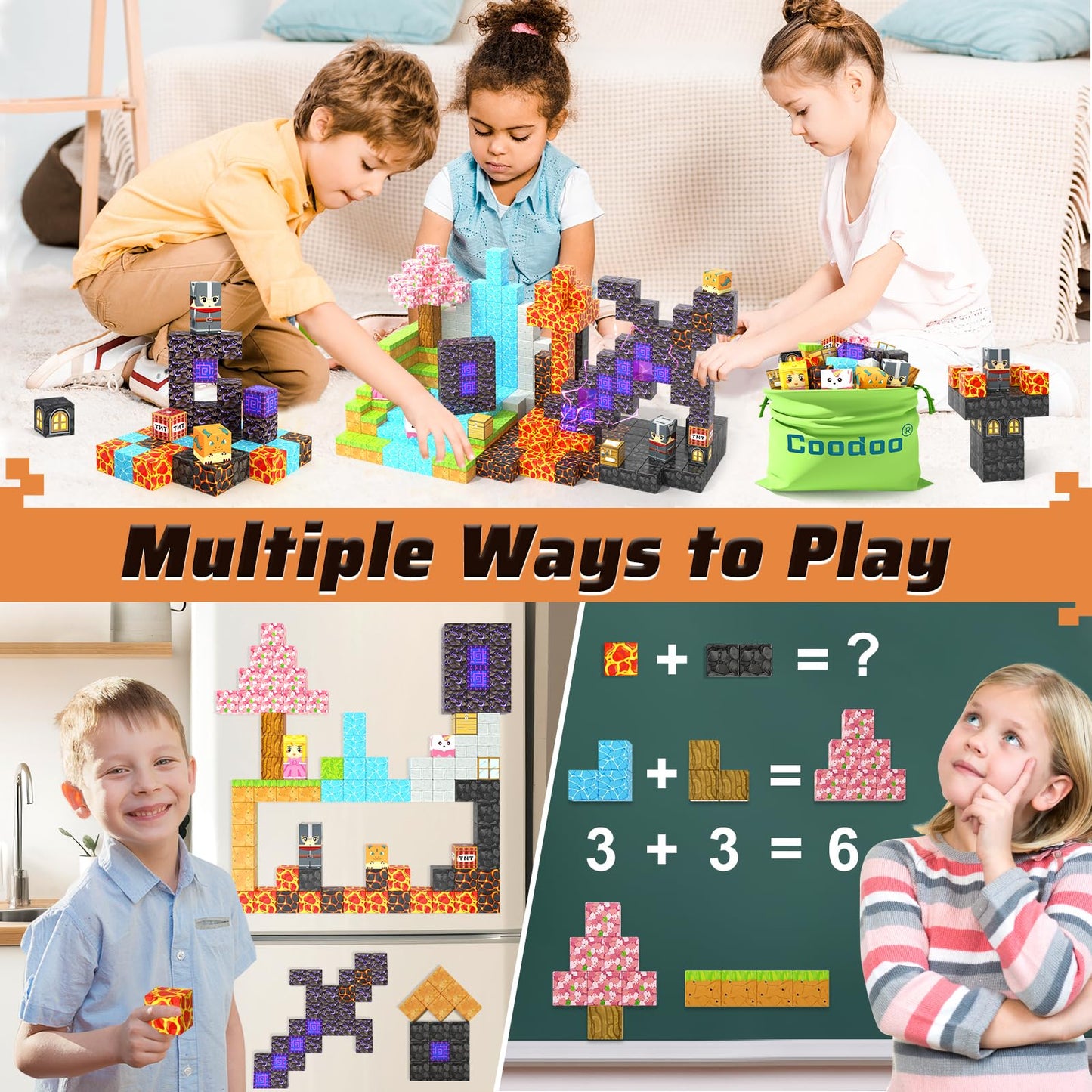 110PCS Magnetic Blocks - Build Mine Magnet World Magic decorative replica blade Portal Set  Magnet Kids Toys for Boys & Girls Age 3-5 4-8 5-7  STEM Magnetic Tiles Building Games Sensory Outdoor Toddler Toys