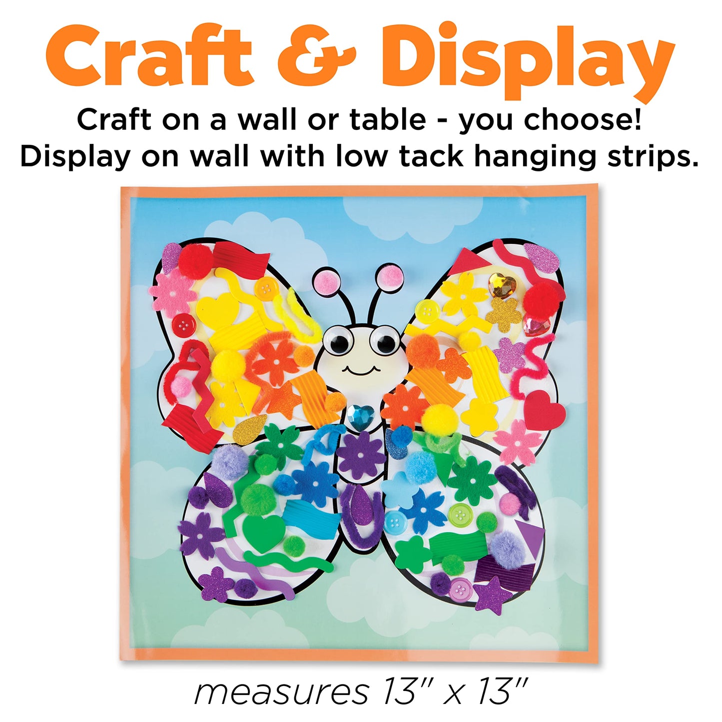 Creativity For Kids Sticky Wall Art: Butterfly - Toddler Sensory Toys, Crafts For Toddlers 3-4+