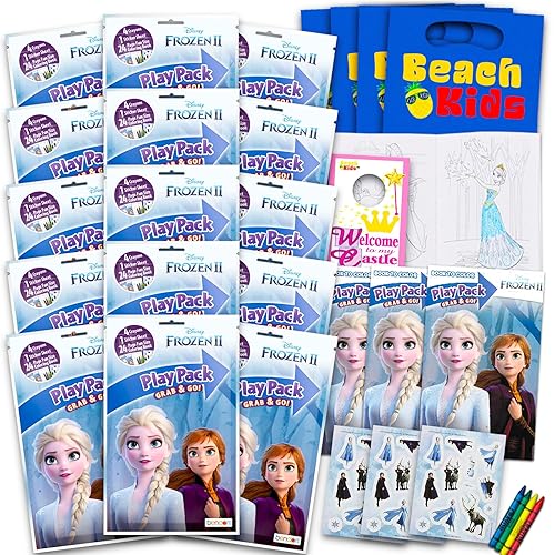 Bendon Set of 15 Full-Size Kids Play Packs Fun Party Favors Coloring Book Crayons Stickers (Disney Frozen)