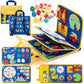 Hahaland Toddler Toys Busy Board 1-4, Montessori Toys For Ages 2-4, Boy Birthday Gift 18 In 1 Preschool Learning Activities With 12 Life Skills-Numbers,String Beads,Shapes,Colors,Puzzles,Alphabet