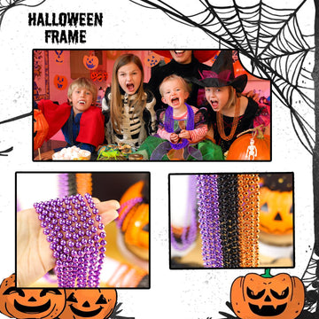 ZZYFGH 12 PCS 33'' 7mm Halloween Bead Necklace Bulk, Purple Black Orange Bead Party Favors,Halloween Toy Necklaces Accessories f