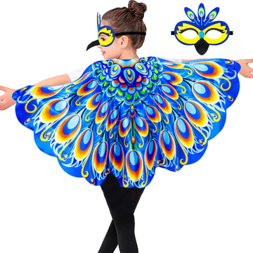 Irolewin Peacock-Costume-Bird-Wings Mask For Kids-Halloween Costumes Toddler Dress Up Clothes Cape As Girls Boys Owl Party