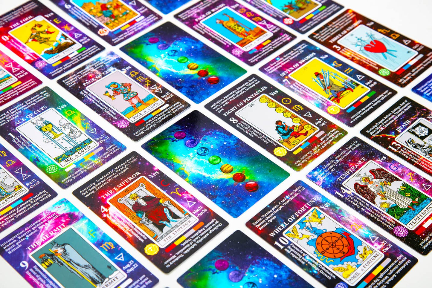Vitacera Tarot Cards For Beginners , Card Deck With Guidebook, Keywords, Yes Or No, Timing, Colors, Musical Pitch, Planet, Zodiac, Element, Chakra, Numerology And Meanings On Them