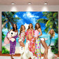 Maqtt 10X8Ft Hawaiian Tropic Palm Tree Beach Ocean Blue Sky And White Clouds Wedding Photography Party Decoration Banner Photo