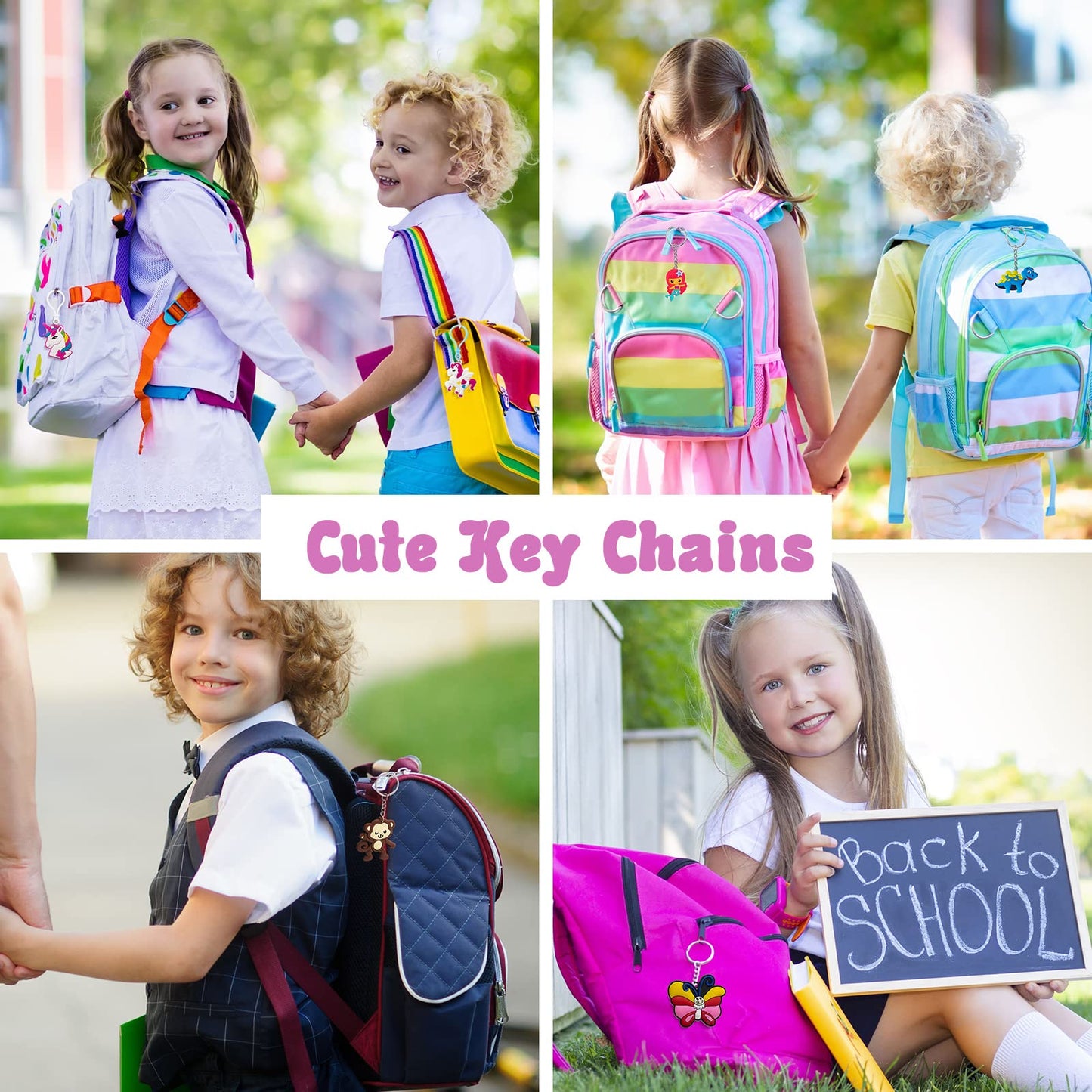 Highergo 120 Pieces Cute Keychain bulk keychains, Party Favors Keychains for Kids, Halloween Birthday Christmas Party Supplies f