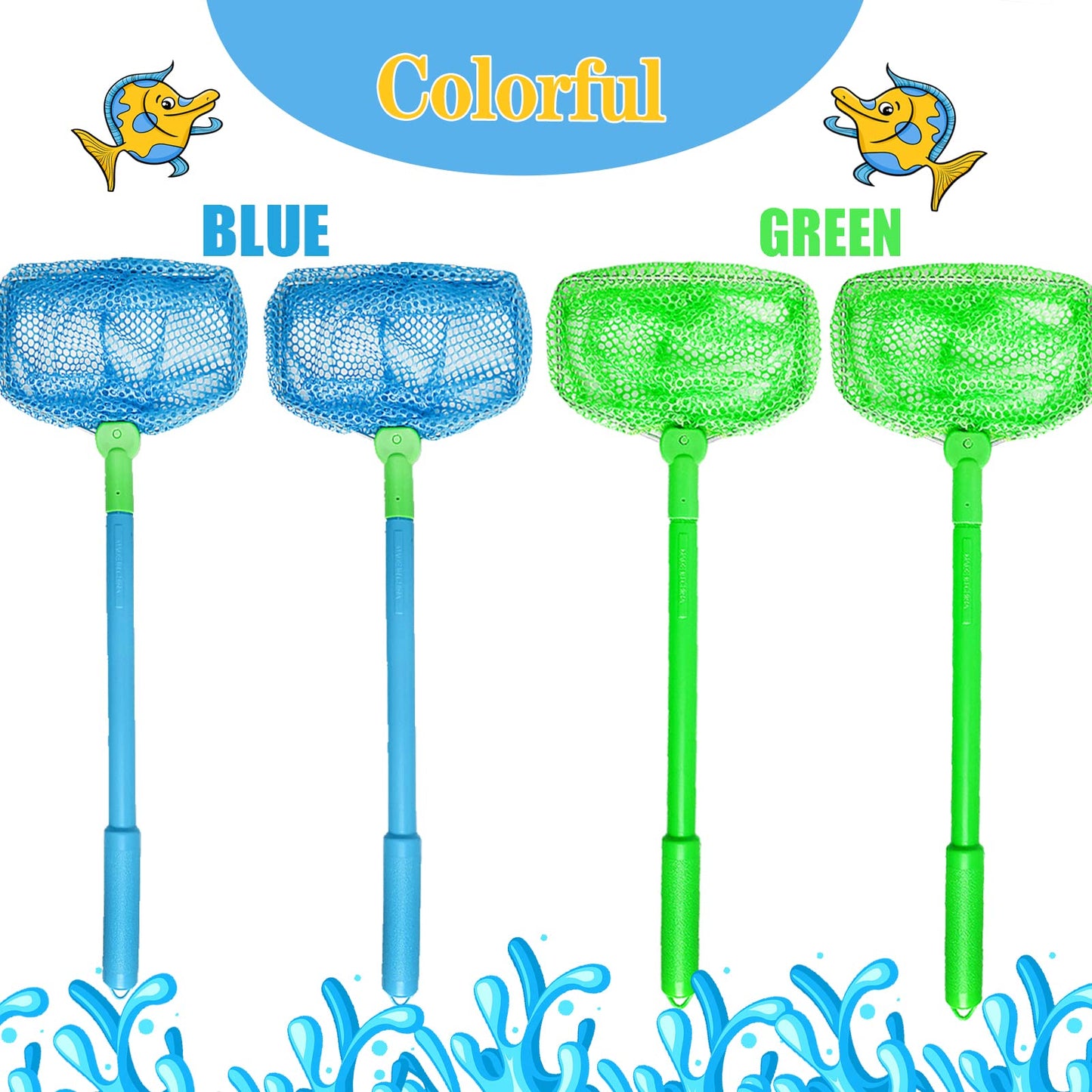 Fishing Net, TSYAN 4 Pack Bug Net Catching Crab Insect Nets Beach Toys Floating Bait Butterflies Colorful Nets for Kids Outdoor