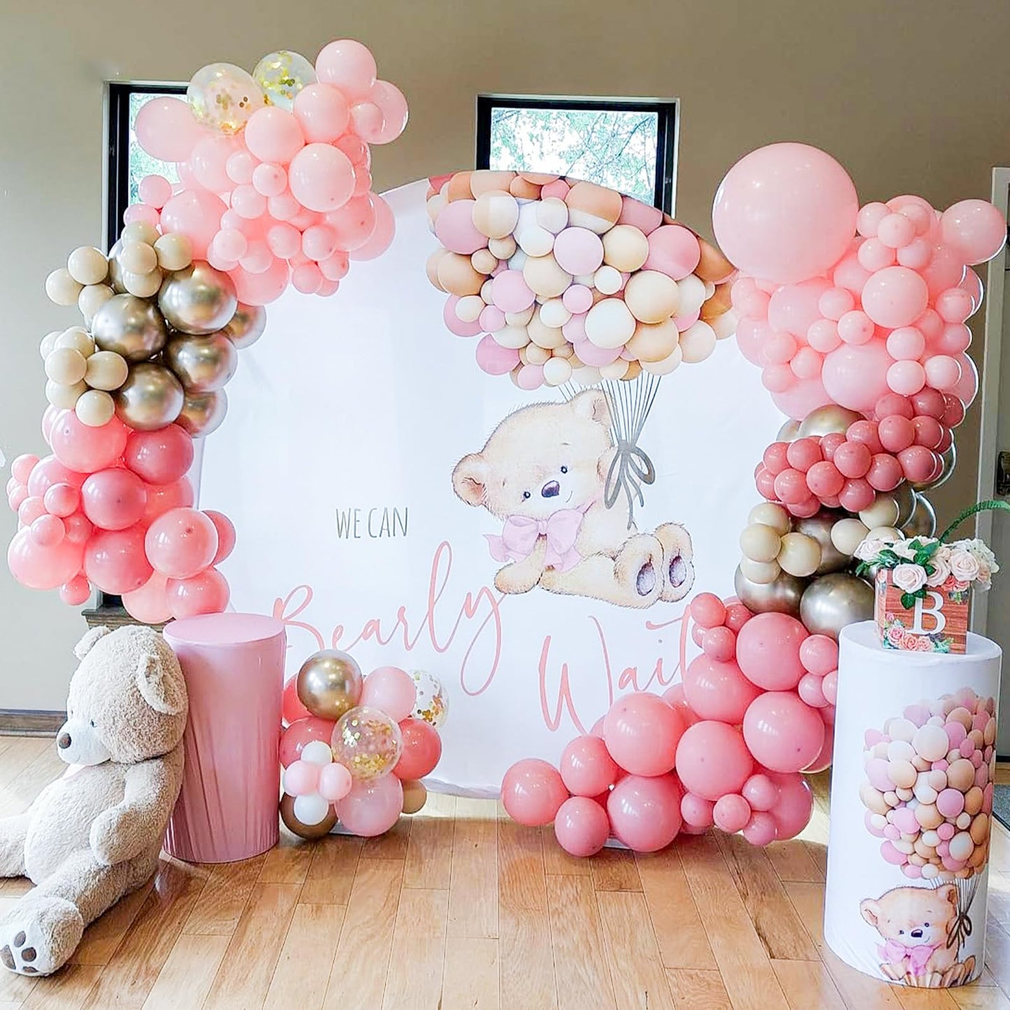 Pink Gold Balloons Set, 12 Inch Pink White Latex Balloons Pink Confetti Helium Balloons Pink And Metallic Gold Party Balloons Fo