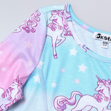 Unicorn Dresses For Girls & Doll 18 Inch Long Sleeve Fall Winter Dresses,Size 6 7
