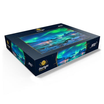 Mypuzzle Aurora Borealis Over Sea Coast, Lights At Night. Northern Lights On Lofoten Islands, Norway - Premium 1000 Piece Jigsaw