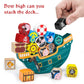 Imagination Generation Wooden Wonders Balancing Playset | Develops Dexterity, Motor Skills, Sharing Skills | Safe Wood & Paint | 18 Pc Pirate Boat Playset