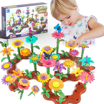 144PCS Children's Flower Garden Building Toy Set, Theme: Garden Design Game, Suitable for Girls Aged 3-8, STEM Preschool Childre