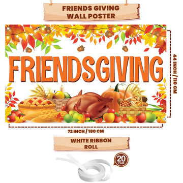 Katchon, Friendsgiving Backdrop - Xtralarge, 72X44 Inch | Friendsgiving Photo Backdrop For Friendsgiving Party Decorations | Happy Friendsgiving Banner For Happy Friendsgiving Decorations For Party