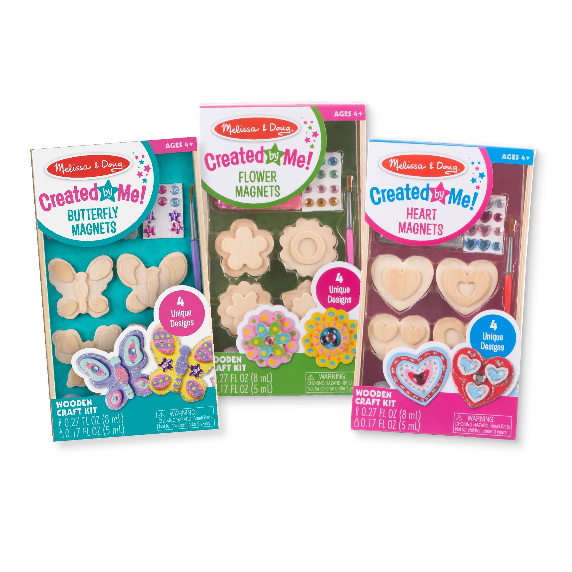 Melissa & Doug Created By Me! Paint & Decorate Your Own Wooden Magnets Craft Kit - Butterflies, Hearts, Flowers - Kids Craft Kit