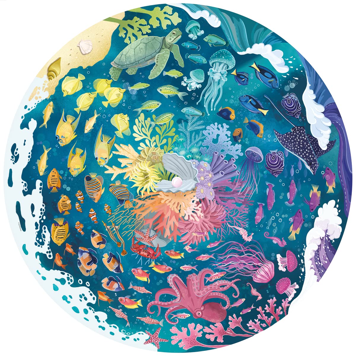 Ravensburger Circle Of Colors: Ocean - 500 Piece Round Jigsaw Puzzle | Engaging Activity For Kids And Adults | Premium Quality | Sustainable Forestry Practices | Fsc Certified