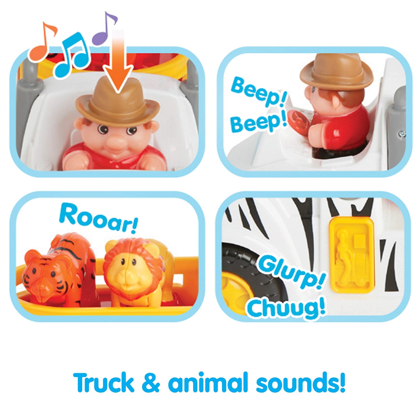 Kidoozie Animal Adventure Truck, Makes Animal Sounds, Includes 4 Poseable Animals, Promotes Language Skills, for Children 12 Mon
