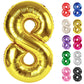 Gold Number 8 Balloon 40 Inch, 8 Balloon Number, 8Th Birthday Decorations, Gold Party Supplies For Boys Girls