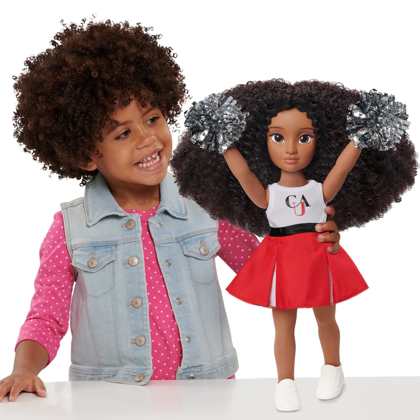 Just Play Hbcyou Clark Cheer Captain Alyssa 18-Inch Doll & Accessories, Curly Hair, Medium Brown Skin Tone, Designed And Develop