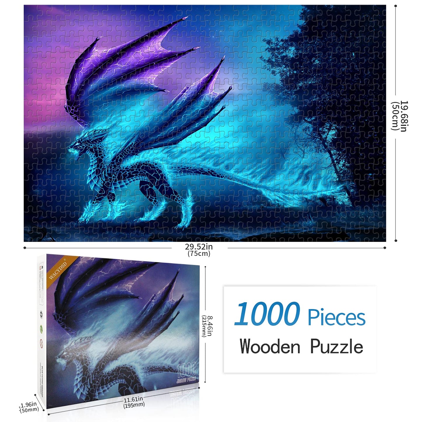 Jigsaw Puzzle 1000 Piece Dragon in The Mountains Classic Puzzle mature-themed Puzzle DIY Kit Wooden Toy Unique Gift Modern Home Decor