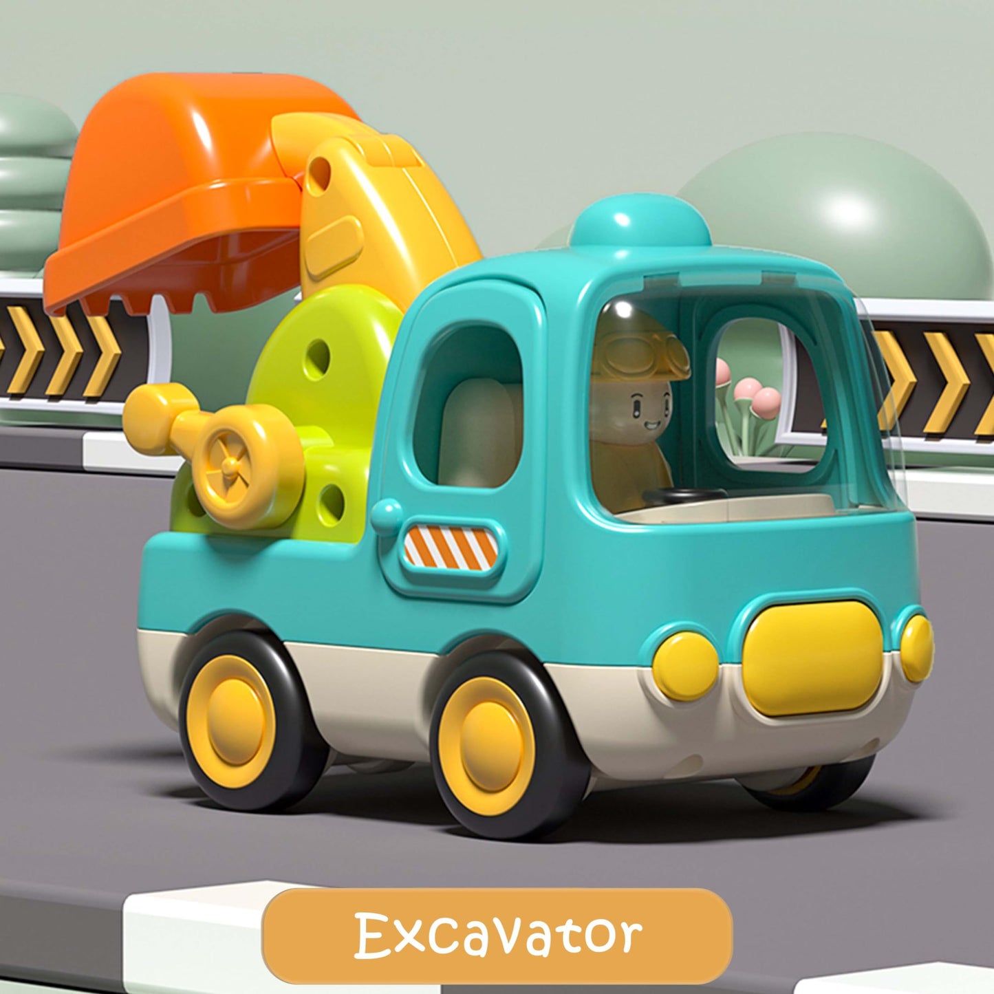 Ctffnny Friction Powered Push And Go Inertia Cars Small Excavator With Music Sound And Light Construction Vehicles Toy Trucks Ca