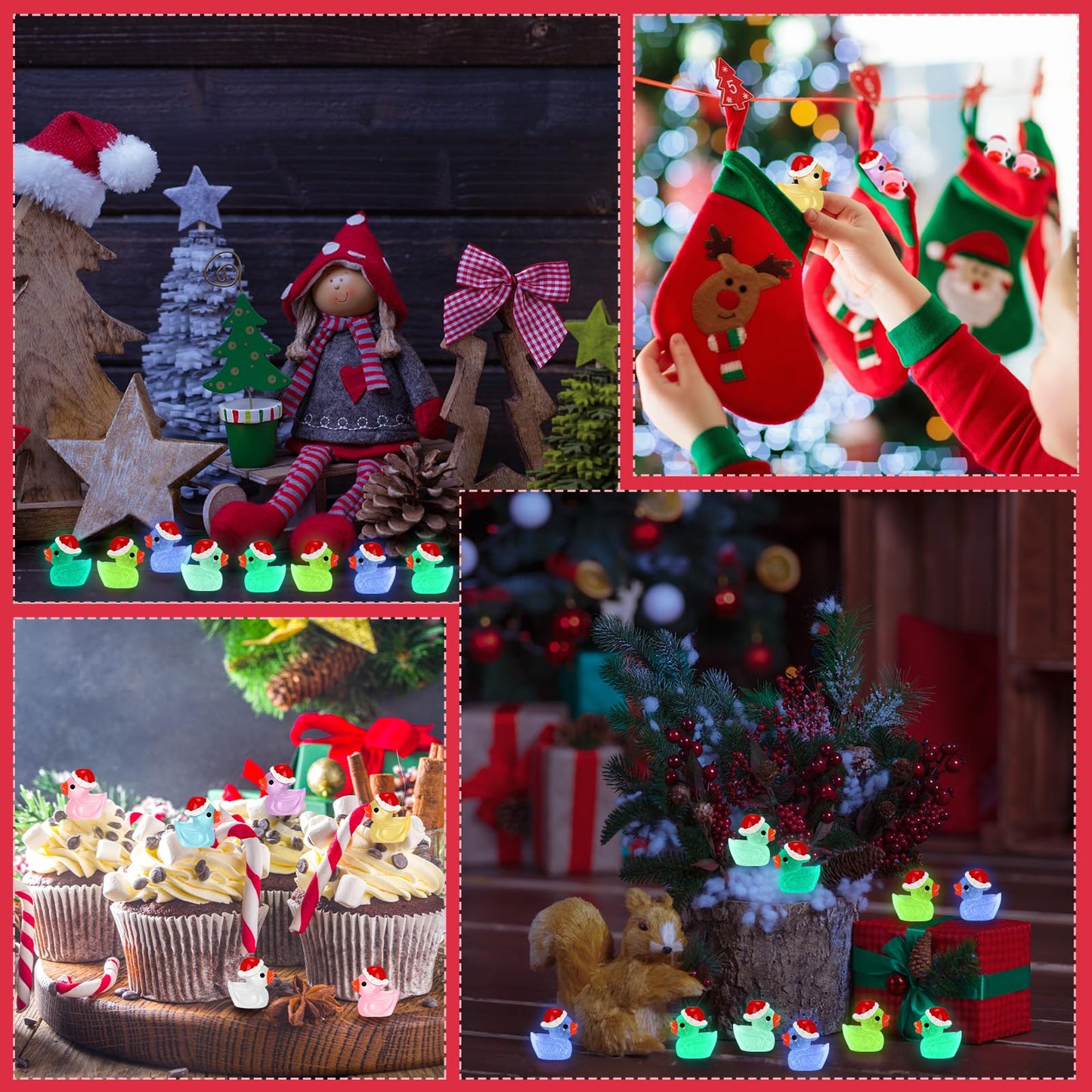 Liliful 250 Pcs Mini Christmas Resin Ducks Miniature Duck Figures Ornament Small Micro Landscape Garden Aquarium Dollhouse Decor