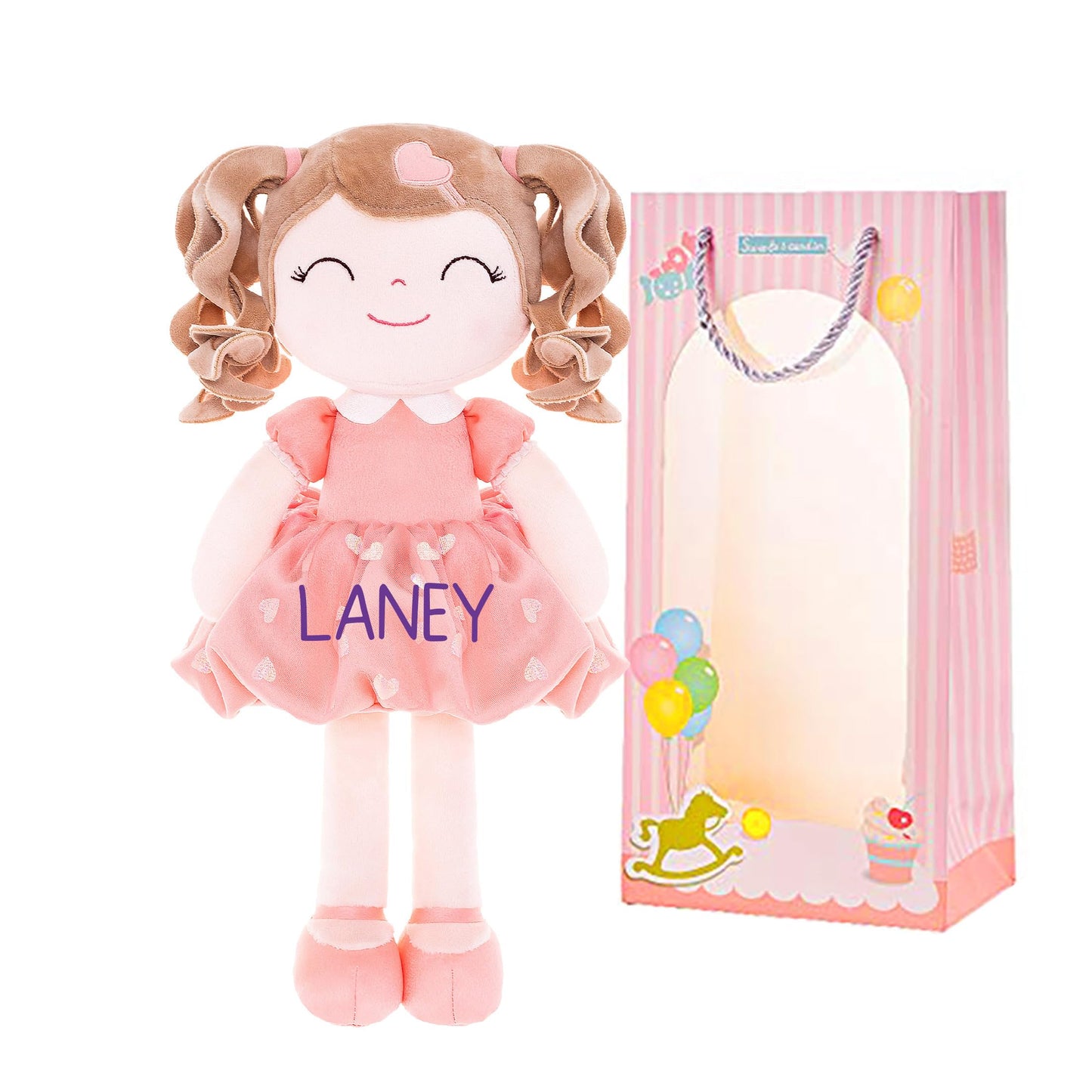 Gloveleya Personalized Curly Doll With Your Name - Cute Custom Orange Soft Plush Doll For Girls Plush Doll Customized Gifts