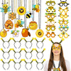 Kingdder 36 Pcs Bee Party Supplies 12 Bee Honeycomb Sunflower Beaded Necklaces 12 Headbands 12 Touchdown Paper Glasses Prop Acce