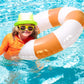 Whaline Inflatable Swimming Float Toy - 4Pcs Striped Swim Ring Pool Lounger Tube, 22.8 Inch, Orange, Fun Print for Summer Beach Party